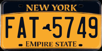 NY license plate FAT5749