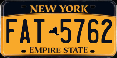 NY license plate FAT5762