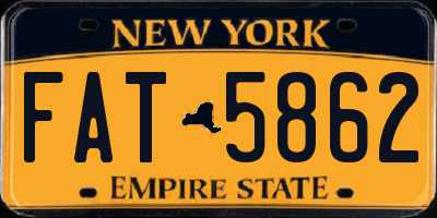 NY license plate FAT5862