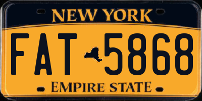 NY license plate FAT5868