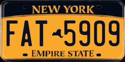 NY license plate FAT5909