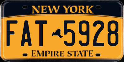 NY license plate FAT5928