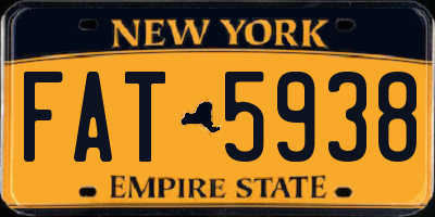 NY license plate FAT5938