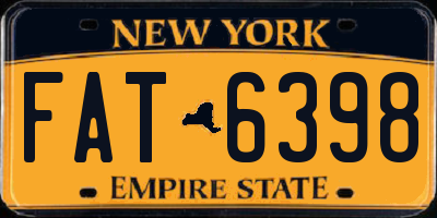 NY license plate FAT6398