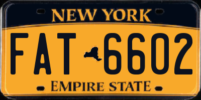 NY license plate FAT6602