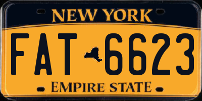 NY license plate FAT6623