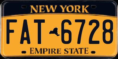 NY license plate FAT6728