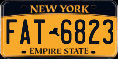 NY license plate FAT6823