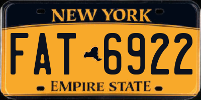 NY license plate FAT6922