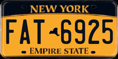 NY license plate FAT6925