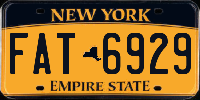 NY license plate FAT6929