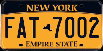 NY license plate FAT7002