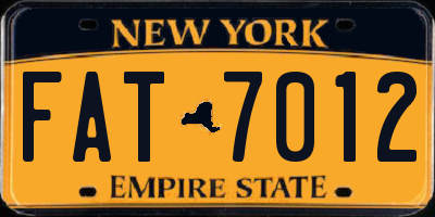 NY license plate FAT7012