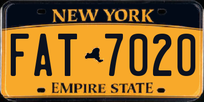 NY license plate FAT7020