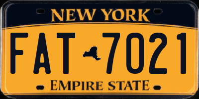 NY license plate FAT7021