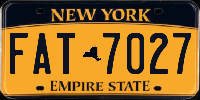 NY license plate FAT7027