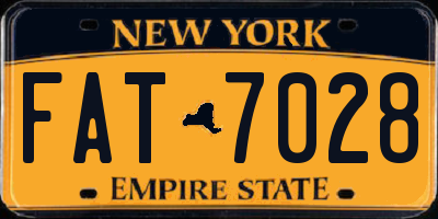 NY license plate FAT7028