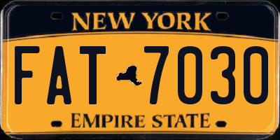 NY license plate FAT7030