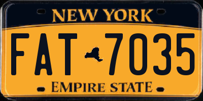 NY license plate FAT7035