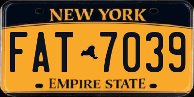 NY license plate FAT7039