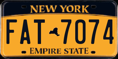 NY license plate FAT7074