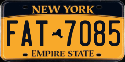 NY license plate FAT7085