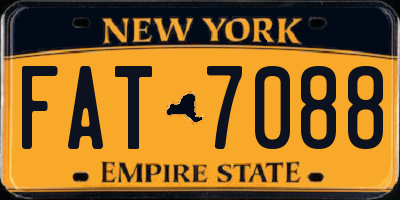 NY license plate FAT7088