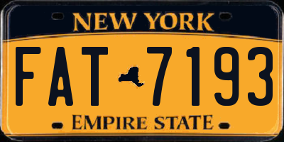 NY license plate FAT7193