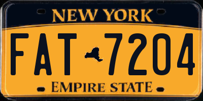 NY license plate FAT7204