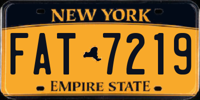 NY license plate FAT7219