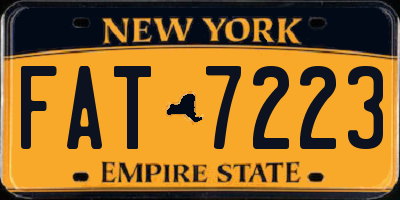 NY license plate FAT7223