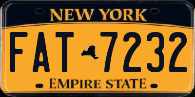 NY license plate FAT7232