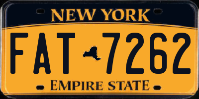 NY license plate FAT7262