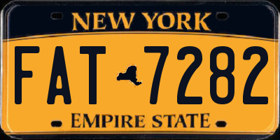 NY license plate FAT7282