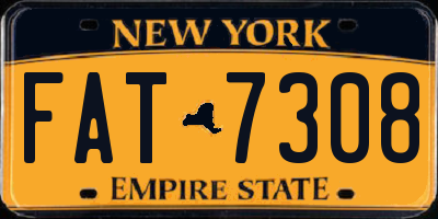 NY license plate FAT7308
