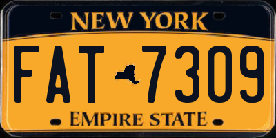 NY license plate FAT7309