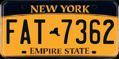 NY license plate FAT7362