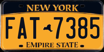 NY license plate FAT7385