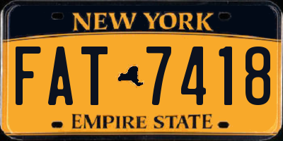 NY license plate FAT7418
