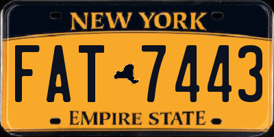 NY license plate FAT7443