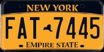 NY license plate FAT7445