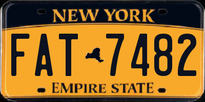 NY license plate FAT7482