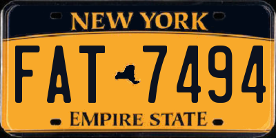 NY license plate FAT7494