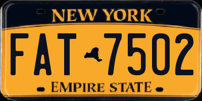 NY license plate FAT7502