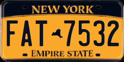 NY license plate FAT7532