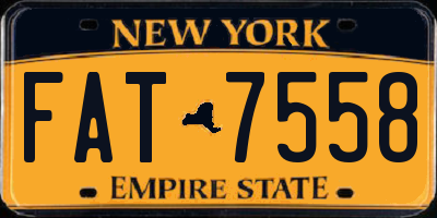 NY license plate FAT7558