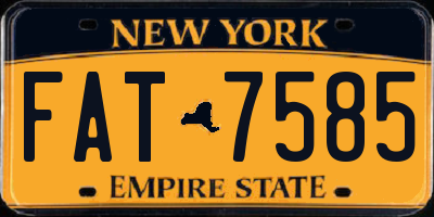 NY license plate FAT7585