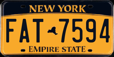 NY license plate FAT7594