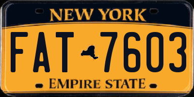 NY license plate FAT7603