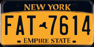 NY license plate FAT7614